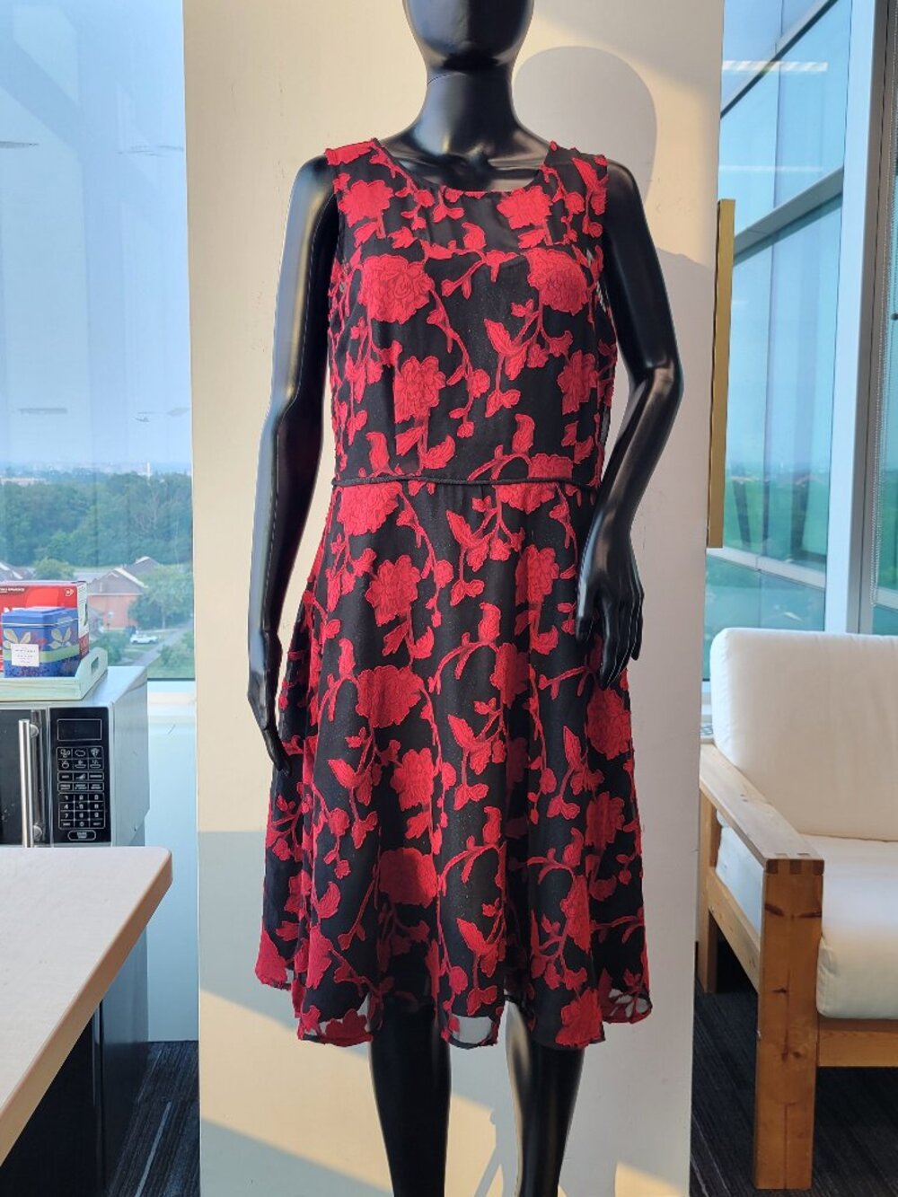 Ricki's Sleeveless Red Applique Dress with Shimmery Under Layer Dress
